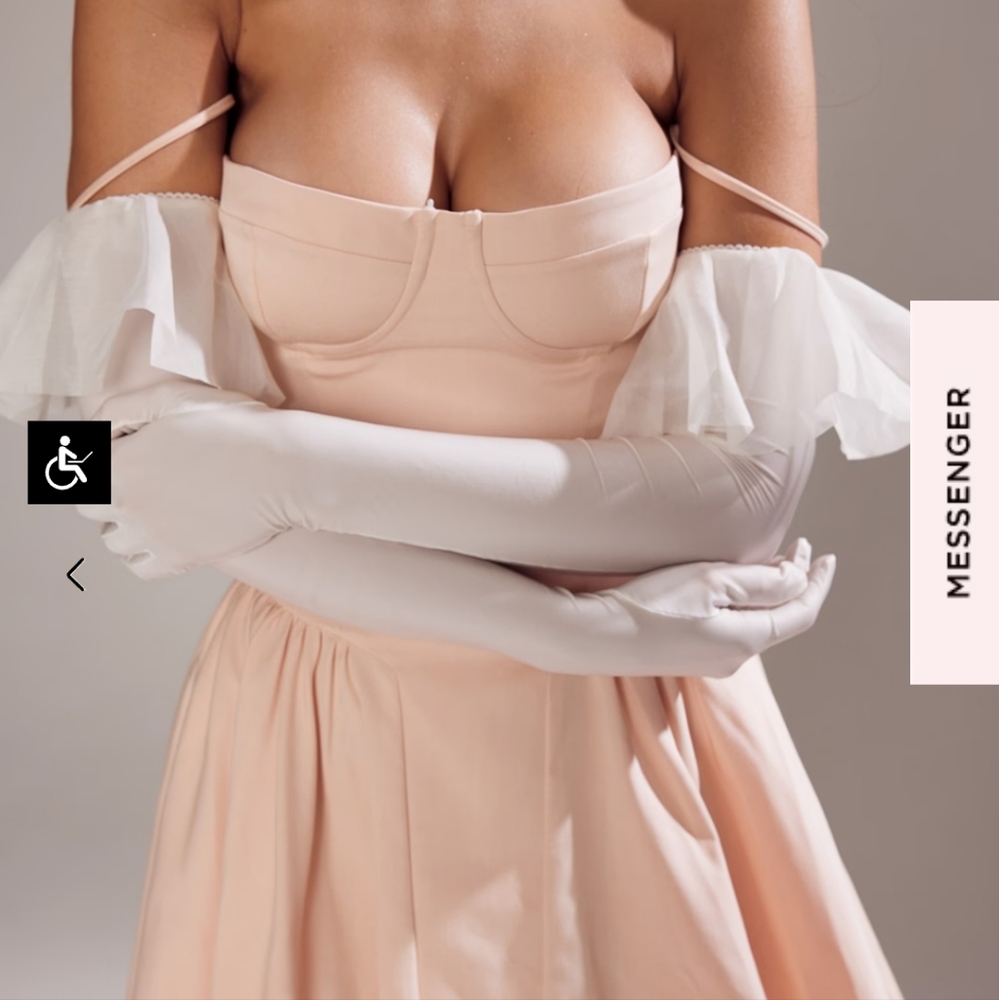 House of CB Samaria Corset Fit & Flare Dress Peach Parfait - Picture 2 of 7